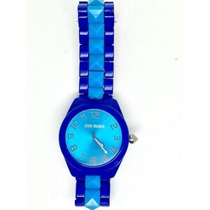 Steve Madden Womens Bracelet Watch Blue‎ Casual Fun City Look Japan Movement